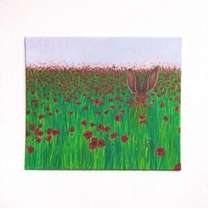 Soft Poppy Kisses Signed Original Oil Painting Canvas Art